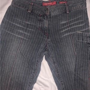 Vintage miss sixty pin stripe mid rise flared jeans
